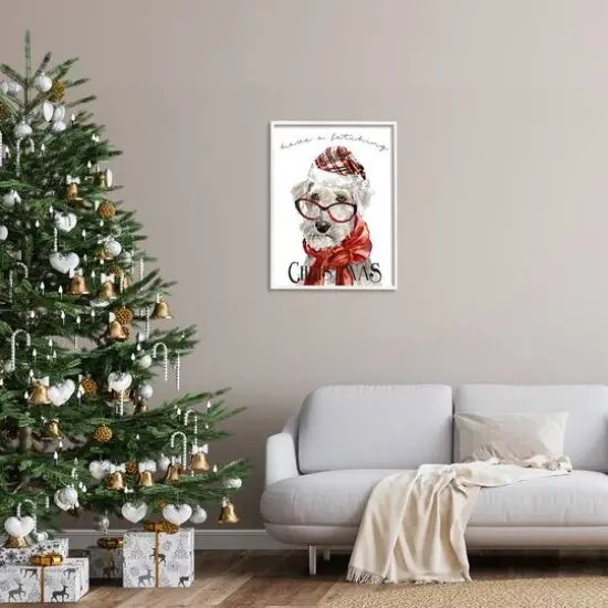 Stupell Industries Have a Fetching Christmas Dog Framed Giclee Art Red {3}