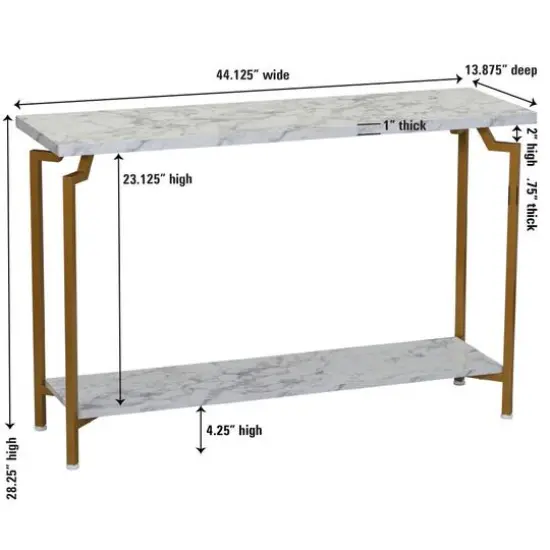Household Essentials Crown Console 23" 2-Tier Console Table White {6}