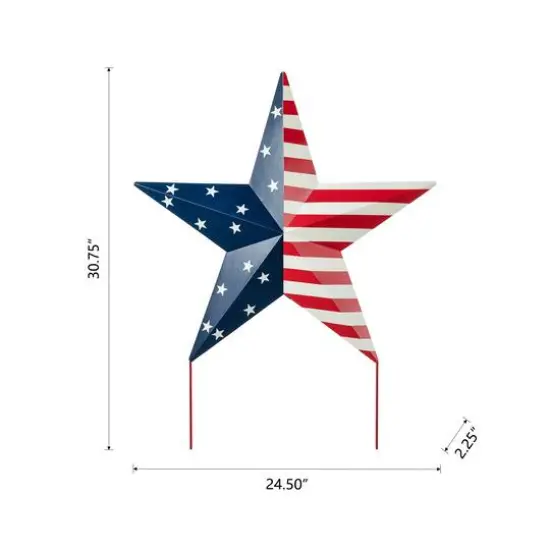 Glitzhome&reg; 30.75" Metal Patriotic Yard Stake D&eacute;cor {8}