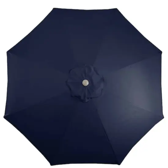 9ft. Outdoor Patio Market Umbrella with Hand Crank & Tilt Navy Blue/Brown {5}