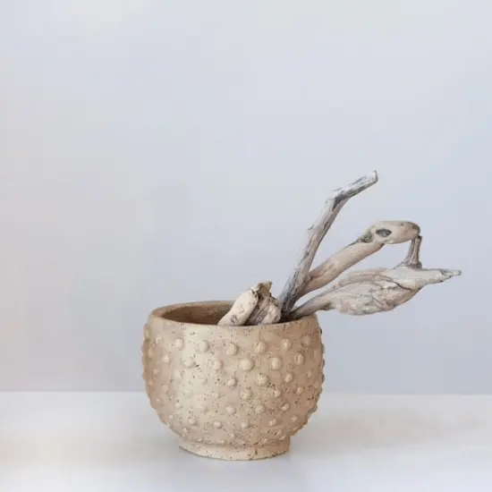 Hello Honey&reg; 7'' Distressed Finish Sandstone Hobnail Planter {9}