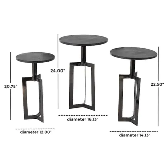 Black Aluminum Metal Tripod Accent Table Set {11}