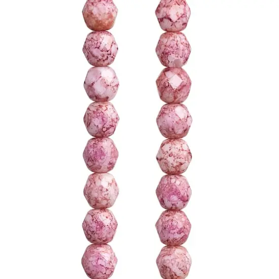 Pink Czech Glass Faceted Round Beads, 6mm by Bead Landing&trade; {1}