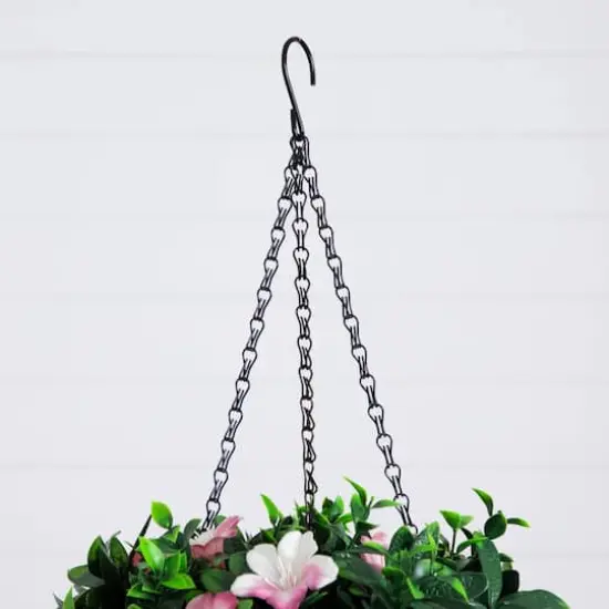 34in. UV Resistant Artificial Azalea Hanging Basket (Indoor/Outdoor) {5}