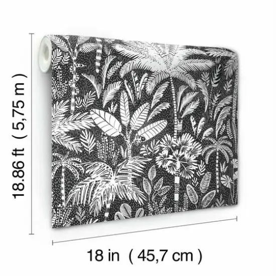 RoomMates Tropical Eden Peel & Stick Wallpaper Black and white {9}