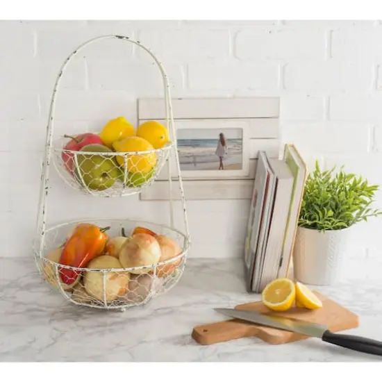 DII&reg; Antique White Chicken Wire Tiered Stand {4}