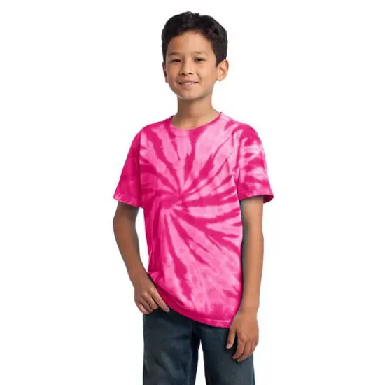 Port & Company&reg; Youth Tie-Dye T-Shirt Pink {4}