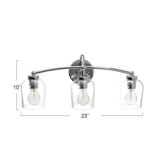 Hello Honey&reg; Robert Stevenson Lighting Adrian Metal & Clear Glass 3-Light Vanity Chrome {5}