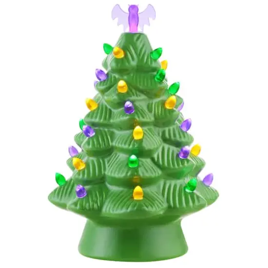 12" Green LED Illuminated Halloween Tree {1}