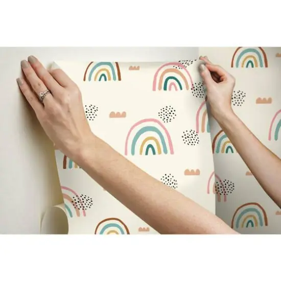 RoomMates Rainbow's End Peel & Stick Wallpaper Pink and Taupe {8}