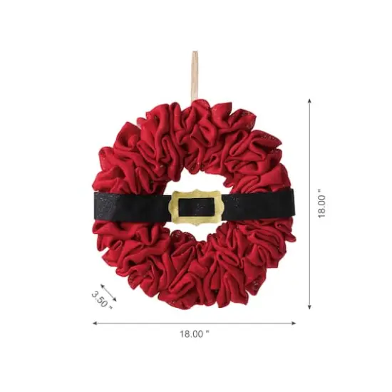 Glitzhome&reg; 18" Christmas Red Belt Fabric Wreath {5}
