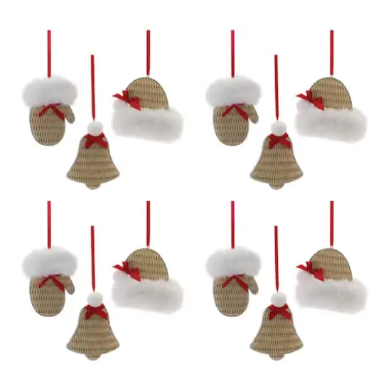 Cozy Mitten, Hat & Bell Ornament Set {1}