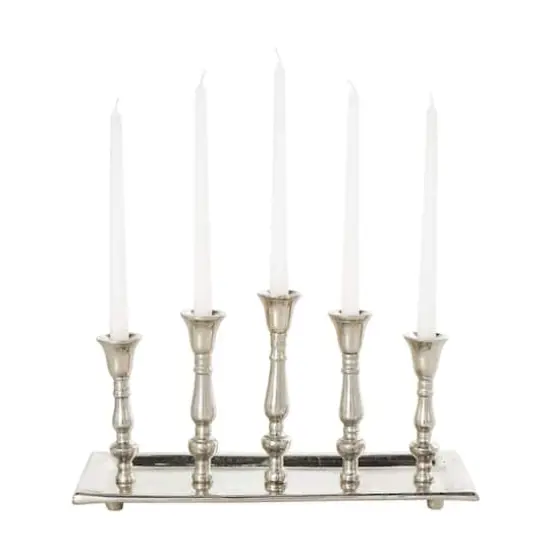 Aluminum 5 Candle Candelabra with Candle Plate Silver {5}