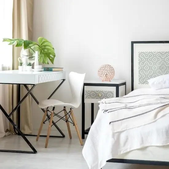 Lalia Home 8" Medium Metal Crystal Round Orb Table Lamp Rose Gold {7}