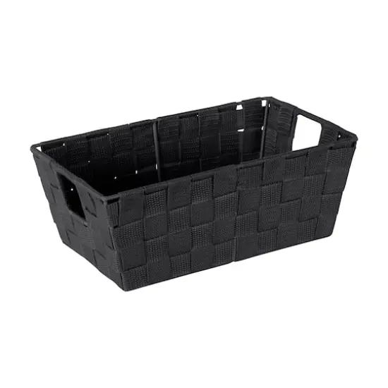 Simplify Small Black Woven Storage Shelf Bin {1}