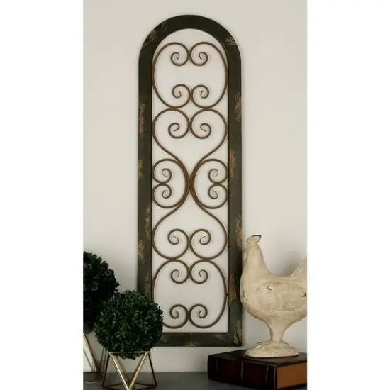 Brown Rustic Ornamental Metal Wall Decor, 48" x 15" {9}
