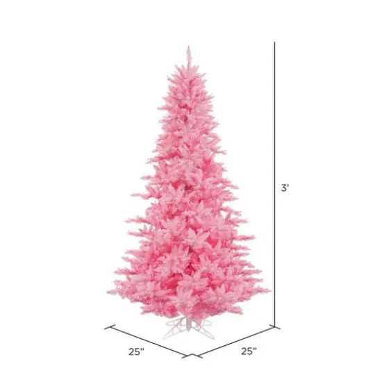 3ft. Pre-Lit Pink Fir Artificial Christmas Tree, Pink Lights {4}