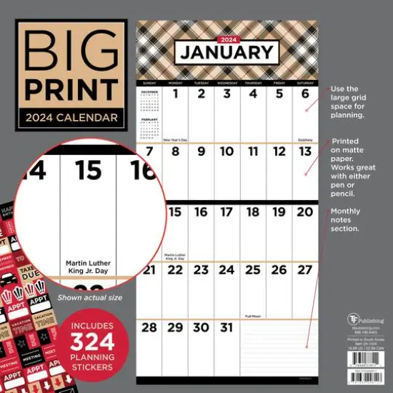 TF Publishing 2024 Big Print Wall Calendar {3}