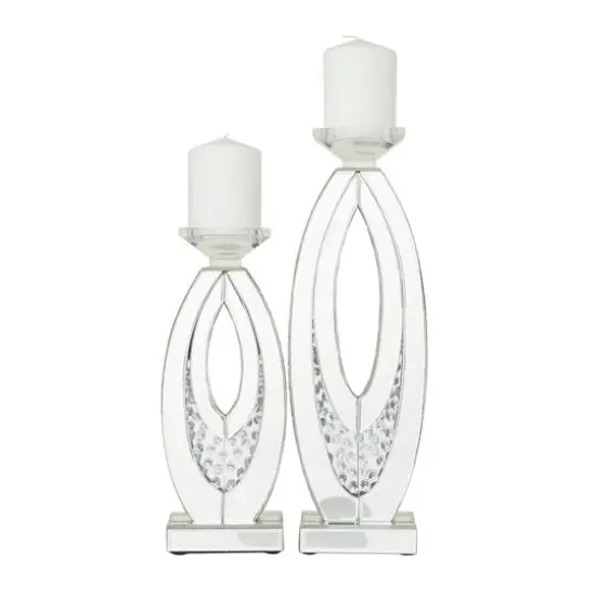Set of 2 Clear MDF Glam Candle Holder, 17" x 6" x 4" {1}