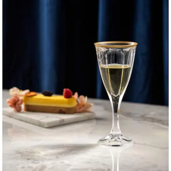 JoyJolt&reg; 6oz. Gold Rimmed Windsor Crystal White Wine Glasses, 2ct. {3}