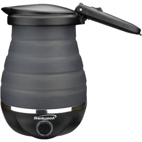 Brentwood Black 0.85qt. Dual-Voltage Collapsible Travel Kettle {1}