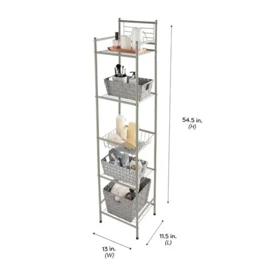 Bath Bliss Satin Nickel Bronze 5-Tier Storage Shelf {3}