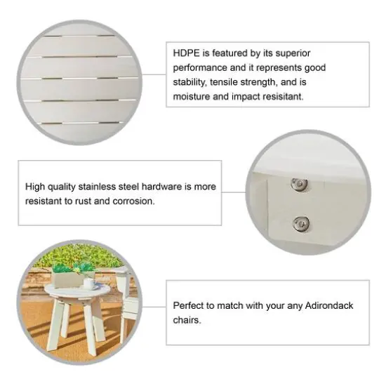 Glitzhome&reg; 20" Outdoor Patio Round Side Table White {7}