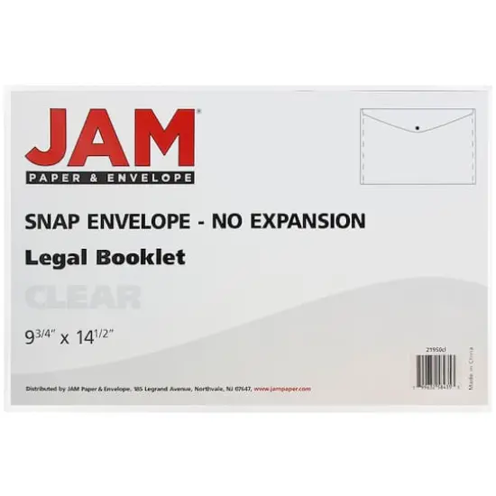 JAM Paper 9.75" x 14.5" Plastic Snap Closure Envelopes, 12ct. Clear {5}