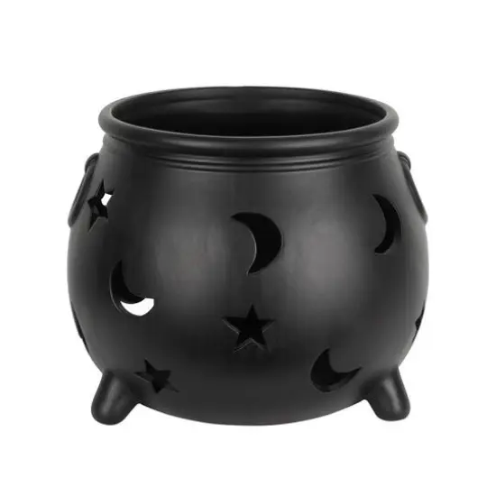 10.75" Black Moon & Stars Cauldron Ceramic Candle Holder by Ashland&reg; {1}