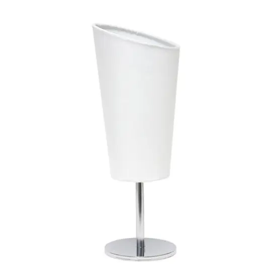Simple Designs&trade; 12.5" Mini Chrome Table Lamp with Angled Fabric Shade White {1}