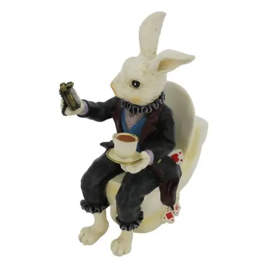 7.25" White Rabbit on a Toilet Tabletop D&eacute;cor by Ashland&reg; {3}