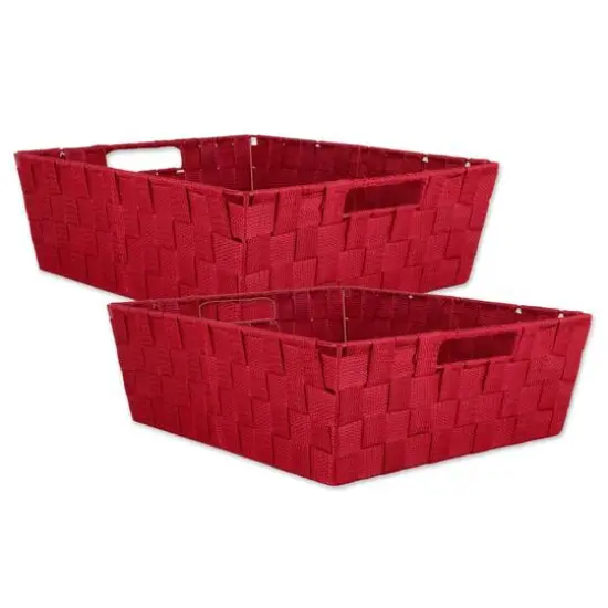 DII&reg; Nylon Basketweave Trapezoid Bin Set, 2ct. Red {1}