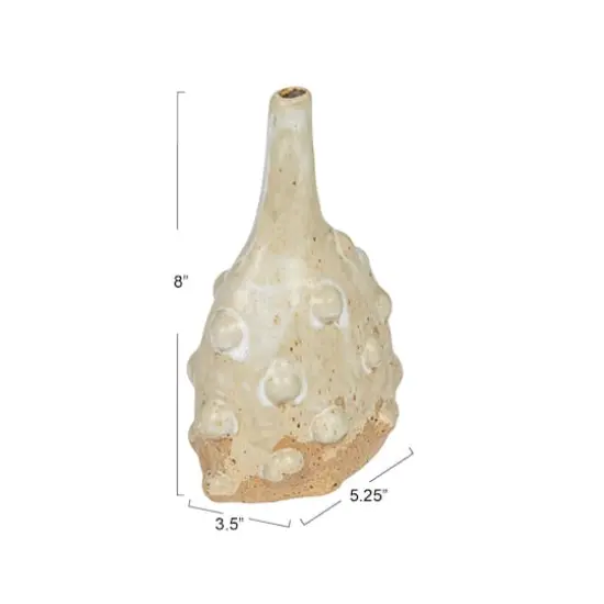 Hello Honey&reg; 8" White Stoneware Vase with Raised Dots & Reactive Glaze {5}