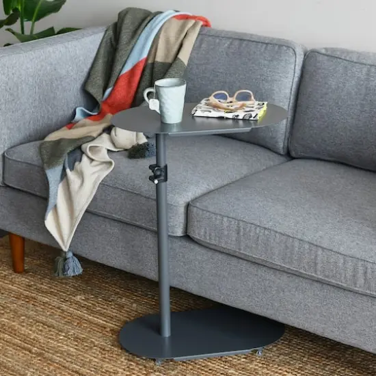 Hello Honey&reg; Modern Adjustable C-Shaped End Table Gray {3}
