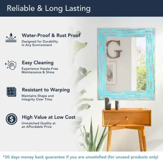 Head West Frameless Reeded Mosaic Printed Wall D&eacute;cor Mirror Blue Sea {6}