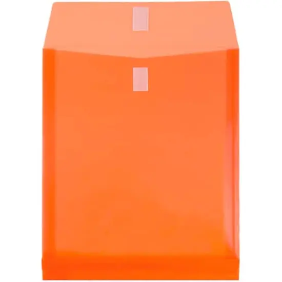 JAM Paper VELCRO&reg; Closure 9.75" x 11.75" Expandable Open End Envelopes, 12ct. Orange {4}