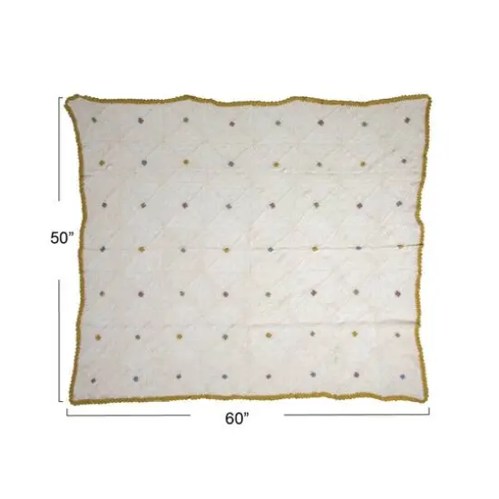 Hello Honey® Multicolor Diamond Pattern Hand-Woven Reclaimed Cotton Crocheted Throw {5}