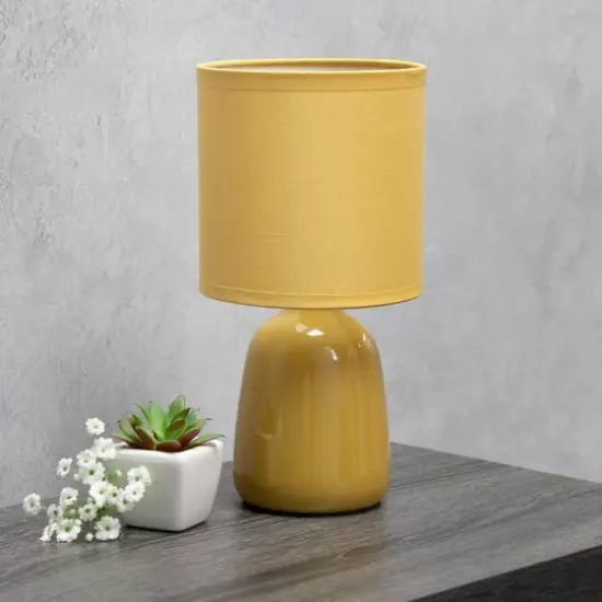 Simple Designs 10" Thimble Base Ceramic Table Lamp Mustard Yellow {5}