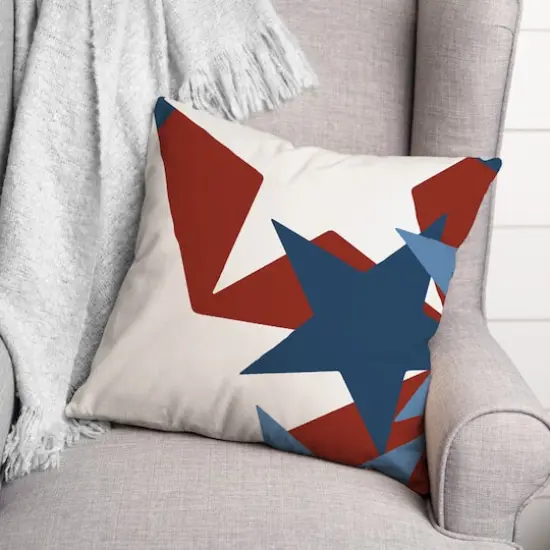 Red, White & Blue Star Pattern Throw Pillow {3}