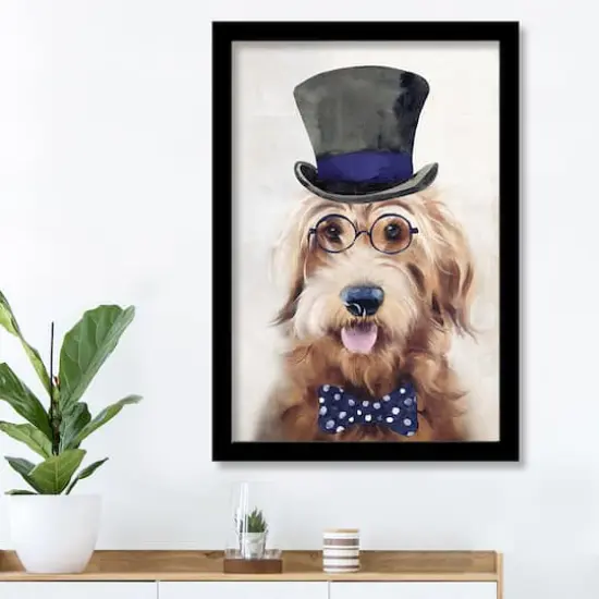 Goldendoodle Paint Glasses 1 20" x 30" Black Framed Print Under Plexiglass {3}