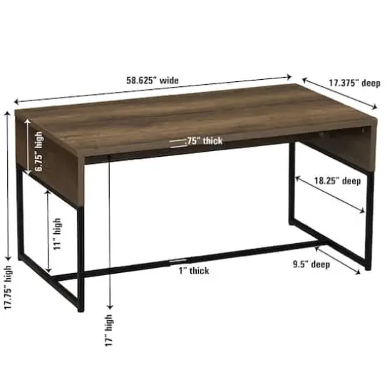 Household Essentials 59" Wrap Coffee Table Ashwood {5}