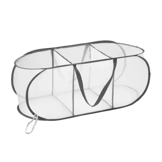 Laundry 360 Gray 3-Compartment Pop-Up Laundry Sorting Hamper with Carrying Handles {1}