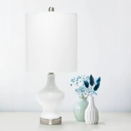 Lalia Home 22.5" Paseo Table Lamp with White Fabric Shade White and Linen White {5}