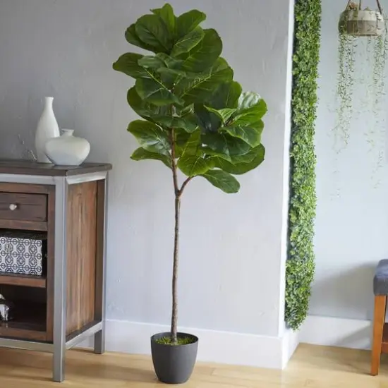 5ft. Potted Real Touch Fiddle Leaf Artificial Tree {6}