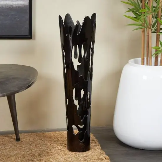 31" Black Aluminum Drip Vase with Melting Designed Body {11}
