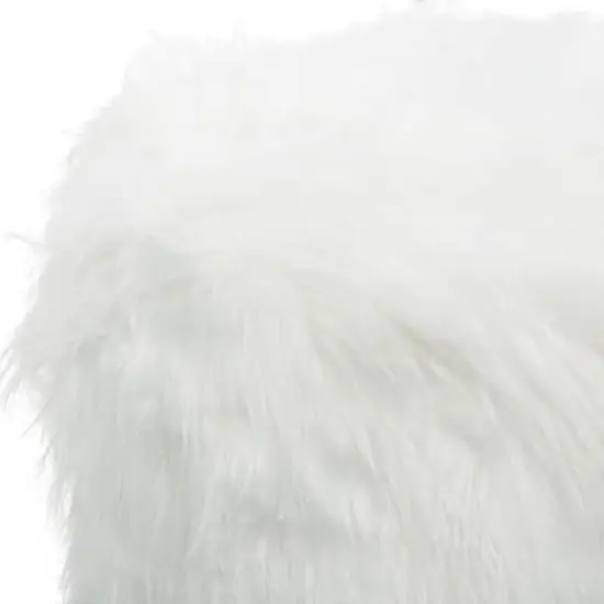 19" White Faux Fur Contemporary Stool {4}