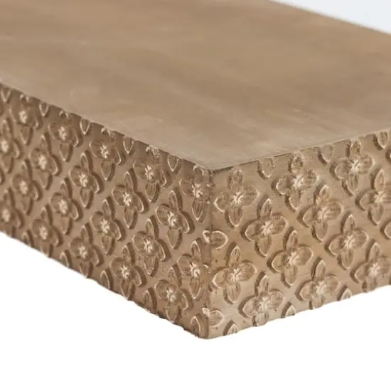 Small Natural Rustic Embossed Wood Floating Wall Shelf {4}