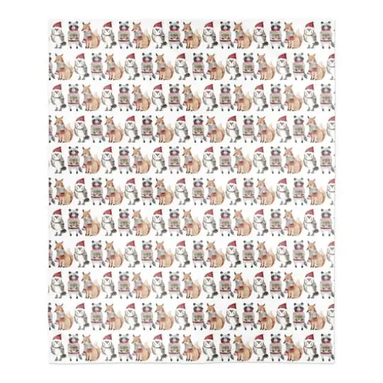 Christmas Woodland Characters 50" x 60" Sherpa Fleece Blanket {1}