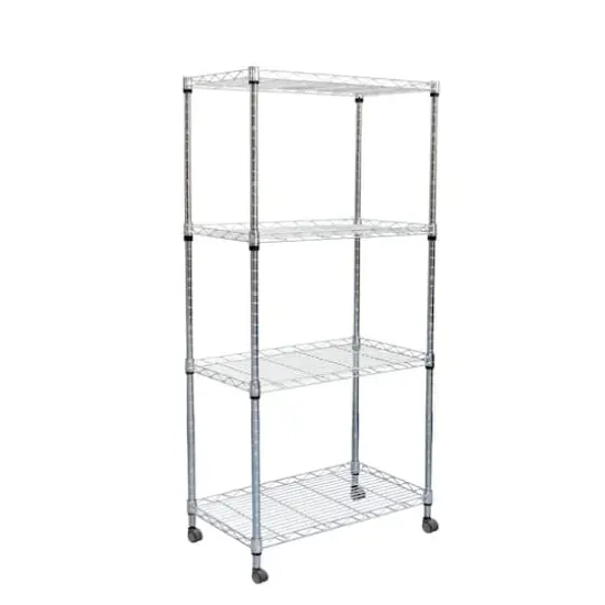 Mind Reader Adjustable 4-Tier Metal Storage Rack with Wheels {1}