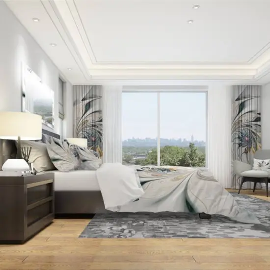 DesignArt White Stained Glass Floral Art Duvet Cover Set {6}